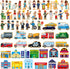 Blosssound 81 Pcs Wooden Community Helpers Toys Wooden Car Town Set Wood People