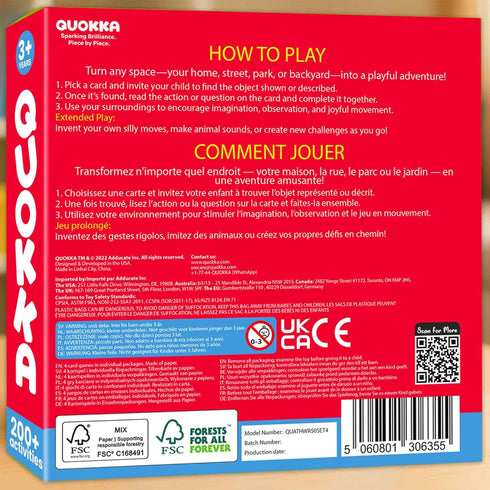 3-5 200 Set QUOKKA Scavenger Hunt Game for Toddlers - Toddler Activities Outdoor Indoor Cards Game - Fun Educational