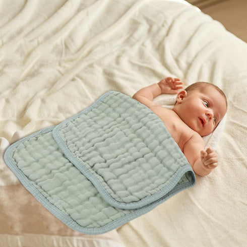 MUELODSIC 6-Layer 2550cm Set 6 Cotton Towels Muslin Burp Cloths Soft Washcloths for Newborns Dark Green of for Bathing