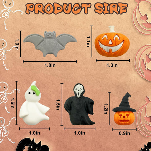 Halloween Erasers for Kids, 35 pcs Pumpkin Mini Erasers for Classroom Prizes, Game Rewards, Party Favors