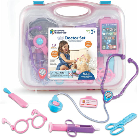 Learning Resources Pretend & Play Doctor Set Pink - Medical Kit for