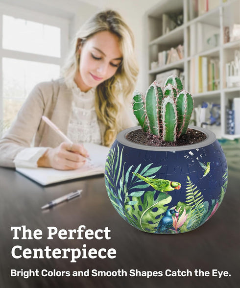 3D Puzzle Planter 80 Pieces - Flower Pot for Bird of Paradise, Home Decor for Indoor Cactus and Succulents