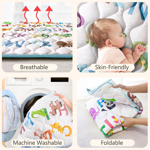 71x59 Baby Play Mats for Floor, Upgraded Thickness & Larger Super Soft Playmat for Babies and Toddlers, Foldable