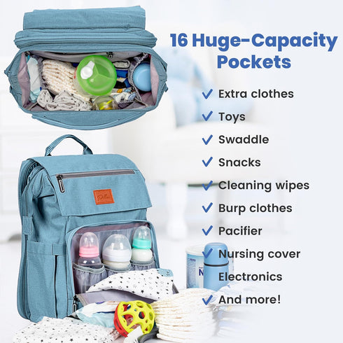 PILLANI Baby Diaper Bag Backpack - Large Travel Diaper Bags for Boys & Girls with Changing Pad