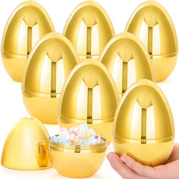 JOYIN 6 Pcs Large Gold Easter Eggs, 6 Inches Metallic Jumbo Plastic