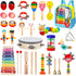 Toddler Musical Instruments Set, 32 PCS 19 Kinds Wooden Percussion Toys for Kids