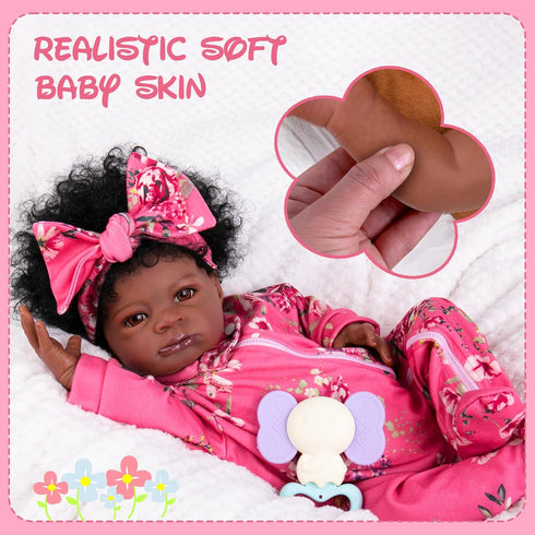 Aori Lifelike Black Reborn Baby Girl Dolls - 20 Inch Realistic Newborn Dolls