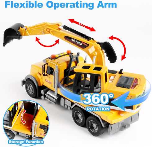 3 4 5 6 Dwi Dowellin Large Excavator Truck Toy for Year Old Boys,Truck Toy with Sound and Light