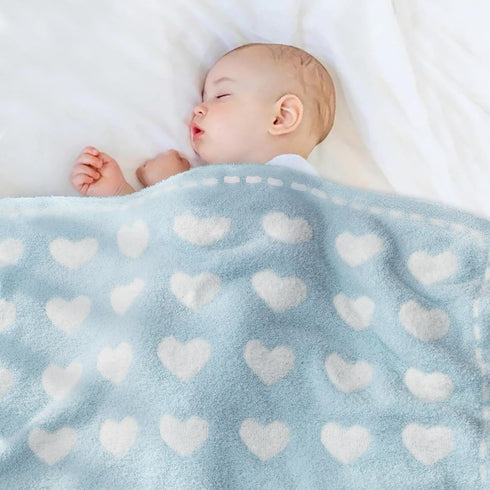 Kid Nation Super Soft Baby Blanket, Heart Design in Blue, 30 x 40 inch
