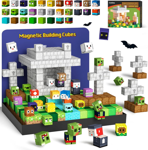 GobiDex Magnetic Blocks for Kids 3+, Build MagWonder World with Zomblock Magnets Cubes, 2024 Upgraded STEM Game-Based