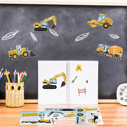 32 Sheets Make Your Own Construction Vehicle Stickers, Creative Truck Game Stickers for Kids Birthday Party Favors, DIY