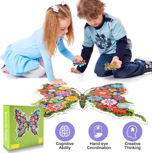 Puzzles for Kids Ages 6-8, 8-10 and Adults, Butterfly Shaped Jigsaw Puzzles for Home Wall Decor