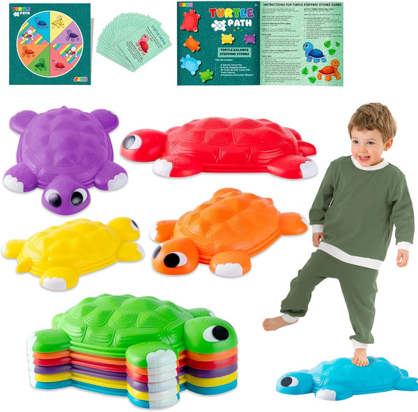 JOYIN Turtle Balance Stepping Stones - 6 Pcs Kids Jumping Stones, Toddler Obstacle Course Coordination Game for Ages 3+