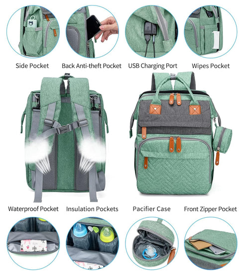 Backpack KABAQOO Diaper Bag with Detachable Changing Station, Large Capacity Baby Diaper Bags for Boys & Girls, Baby