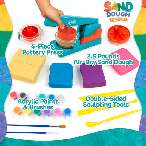 Made By Me! Sand Dough Sculpt & Paint Creations! Pottery Press, Sand Dough Bowl Kit for Kids, Great Arts & Craft
