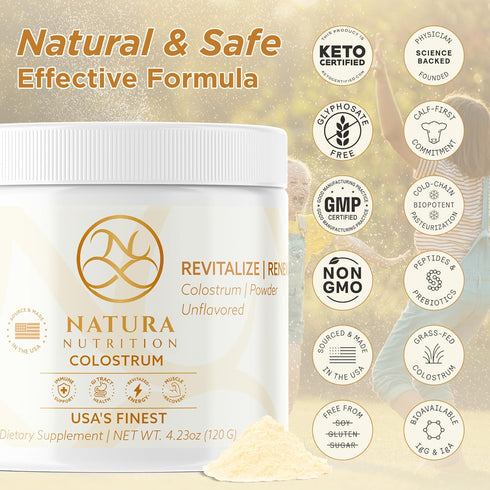 100% 25% Immune 30 Natura Bovine Colostrum Powder Pure, First Milking All-Natural IgG Grass-Fed & Pasture-Raised Gut