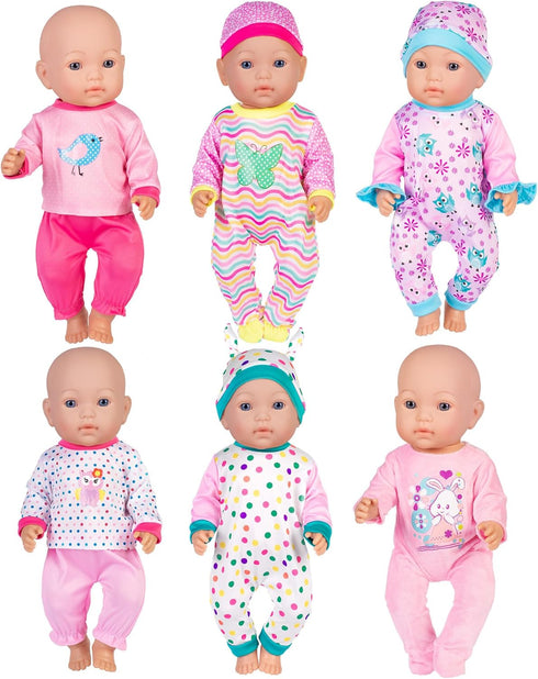 6 Sets Baby Doll Clothes, Fancy Outfit Dress Doll Accessories for 14-16 Inch Baby Dolls, Pjs for 43cm New Born Dolls