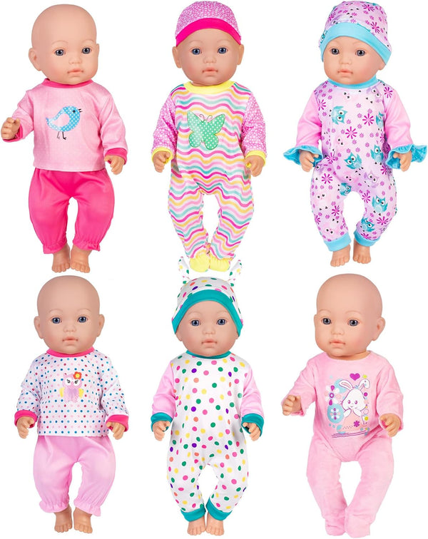 6 Sets Baby Doll Clothes, Fancy Outfit Dress Doll Accessories for 14-16 Inch Baby Dolls, Pjs for 43cm New Born Dolls