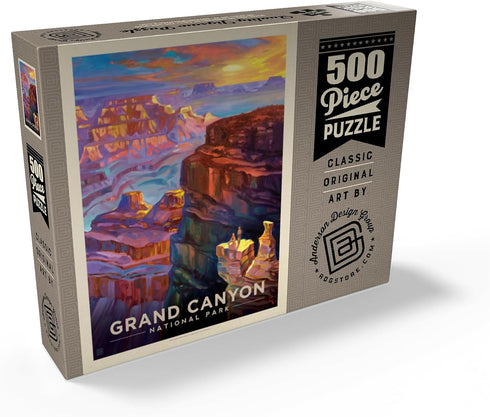 MyPuzzle Grand Canyon National Park: Sunset, Vintage Poster - Premium 500 Piece Jigsaw Puzzle for Adults