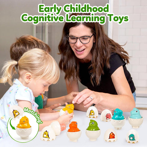Dinosaur Matching Eggs Toys for Toddlers, Sensory Fun Educational Learning Puzzle Games for 1-3 Years Old Boys Girls