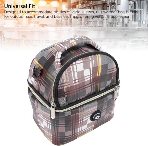 Fdit Insulated Baby Bottle Bag, USB Electric Heating Bottle Warmer Bag Premium Canvas Baby Milk Heater Shoulder Strap