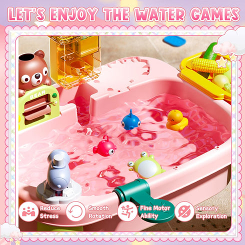 OLHKYN 2026 3+ Upgraded Toddler Sand Water Table Toy with Electric Water Pump, Kids Sand Water with Faucet/Play Food