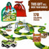 JITTERYGIT Dinosaur Jurassic Race Track Train Glow in The Dark World Toy Set - Kids Dino Racetrack Park with T-Rex &