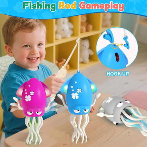 12-18 Tummy 1 2 3 4 5 6 Electric Dancing Octopus Light Music Suitable for Months Old Baby Toys, Kid Crawling Squid Toys