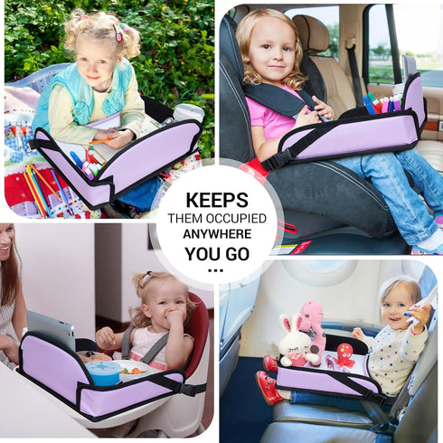 COOLBEBE Kids Travel Tray for Car Seats, Toddler Lap Desk with Dry Erase Surface, Portable Activity Table for Road