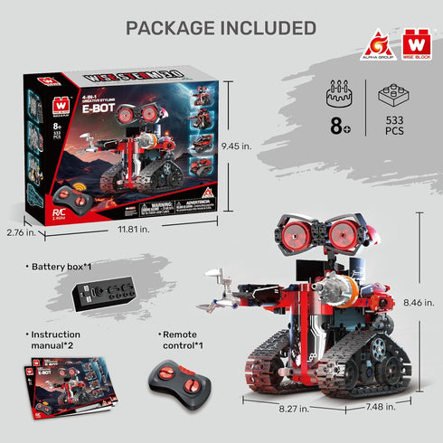 8-12, 533 Set 8+, 8 9 10 11 12+ Robot Building Kit, STEM Robotics for Kids Ages Pcs Robot Kits Erector Rc Toy for Kids