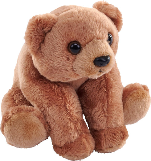 Wild Republic Pocketkins Eco Grizzly Bear, Stuffed Animal, 5 Inches, Plush Toy, Made from Recycled Materials, Eco Friendly