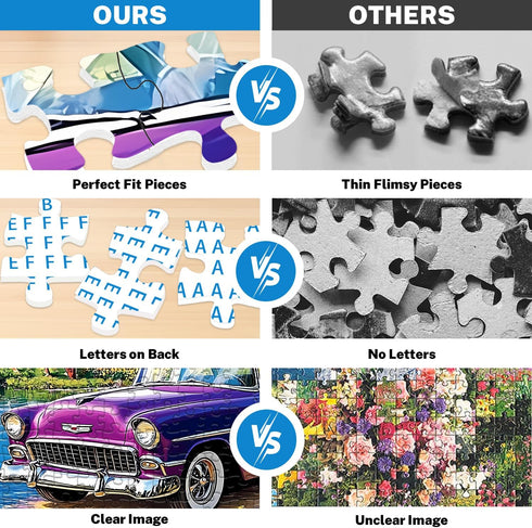 HYXCHQA 4-Pack 500 500 Piece Puzzles for Adults Jigsaw Puzzle Pieces - Flowers Vintage Books, Owl Family, Farm Vintage