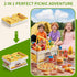 Sets Play Food for Kids Kitchen, Wheat Straw Pretend Food Toys with Kids Picnic Basket and Picnic Blanket, Cutting Toy