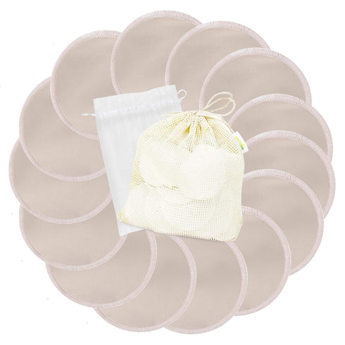 wegreeco Nursing Breast Pads (14 Pack) + Laundry & Travel Storage Bag, Washable & Reusable