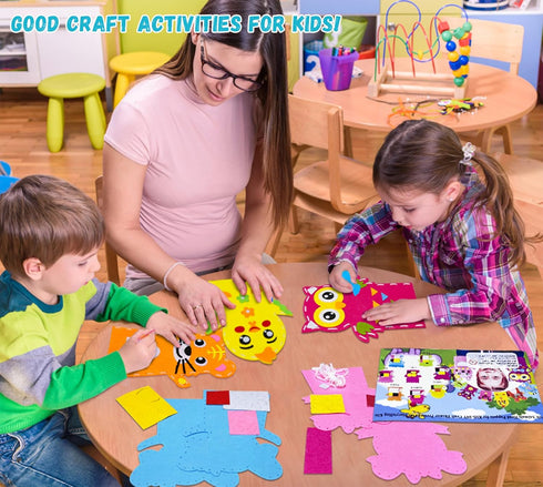 Creatoy 8pcs 4-9 Animal Hand Puppet Crafts Kit for Kids Sewing Kits for Girls Felt DIY Sewing Projects Toddler