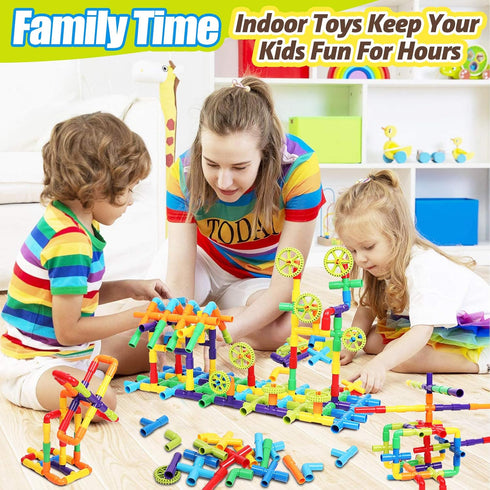 250PCS Pipe Tube Learning Toy for Toddlers, Educational STEM Bins for Classroom Preschool Building Toys, Montessori