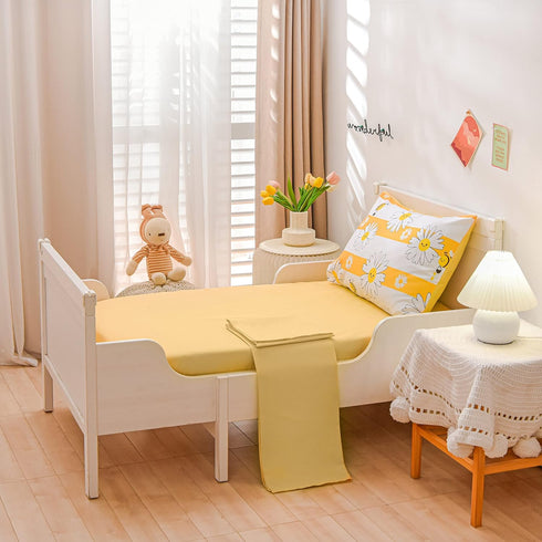 4 Set, Sets Btargot Pieces Ultra Soft Toddler Bedding Colorful Bees and Flower Pattern Stripe Comforter for Baby Girls