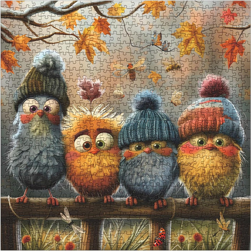 BBOLDIN 1000 Autumn Bird Puzzles for Adults Piece Nature, Pretty Fall Landscape Art Jigsaw Puzzles Plant, Butterfly