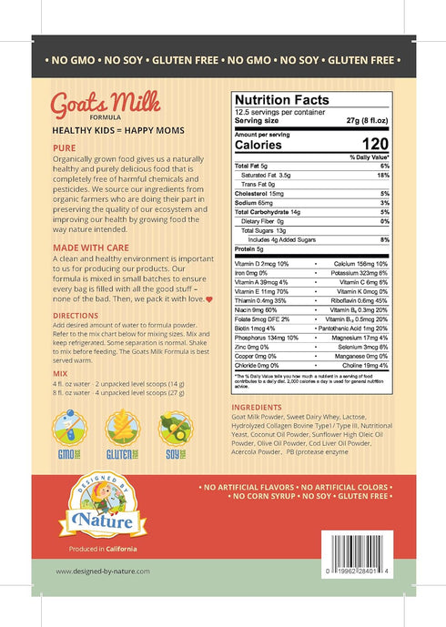(12 Tummies Goat Milk Formula - MADE IN THE USA - Easy to Digest All Life Stages Formula months and above)