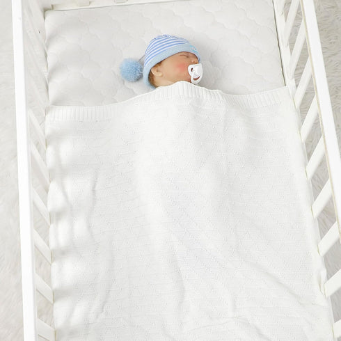 Baby Receiving Blanket for Boys Girls, Knit Neutral Swaddle Blankets, Soft Lightweight Crib Stroller Blankets, 30 x 40