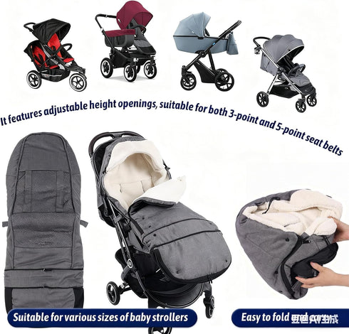 HOOGEE Baby Stroller Footmuff Winter - Universal, Expandable, Warm Infant/Toddler Cover, Cold-Weather Buggy Warmer
