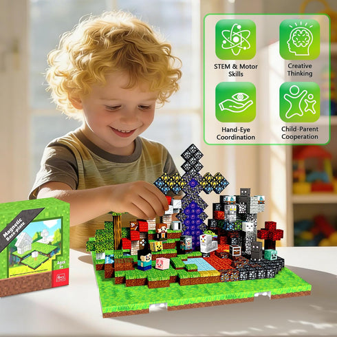 Plate,4PCS Placing(4" 4")STEM 3-10 Annexfun Magnetic Blocks Base Magnetic Cubes Base-Plate for Magnetic Building Blocks