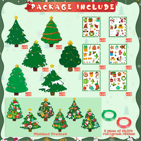 80UncleKimby 60pcs Set Christmas Crafts for Kids - DIY Xmas Tree Ornaments with Sticker Kits - for Holiday Decorations