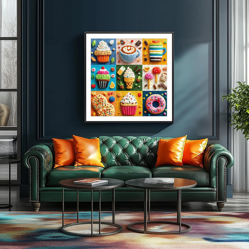 500 Piece Puzzle for Adult Embroidery Desserts Jigsaw Puzzle Cupcakes Coffee Ice Cream Donut Fabric Art Snacks Game