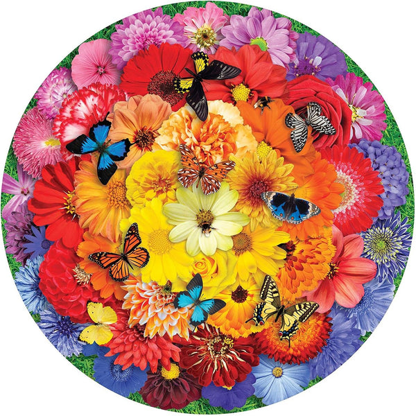Springbok 500 Piece Round Jigsaw Puzzle - Colorful Bloom, Made in USA