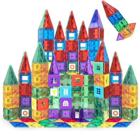 Playmags Magnetic Tiles for Kids 100-Piece Set, STEM Educational Building Blocks Toys
