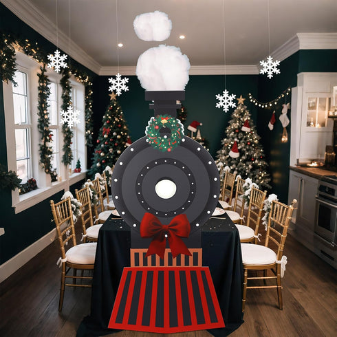 2 Oudain Pcs Christmas Express Train Decoration Steam Train Table Decoration with Black Tablecloth Vehicle Trip