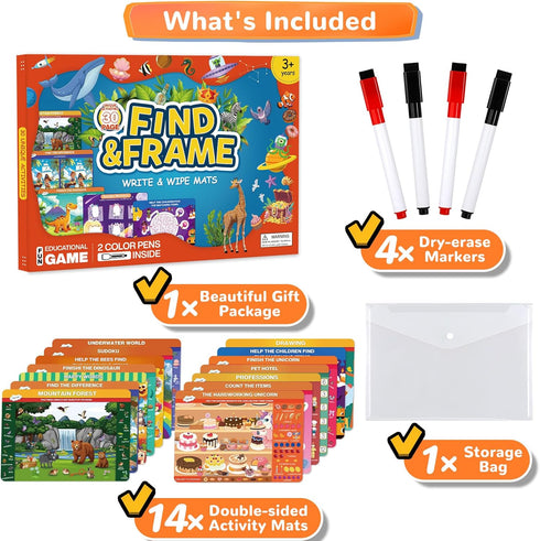 3-5, 28 3 4 5 6 Search and Find Books for Kids Reusable Preschool Learning Activities, Perfect Road Trip Essentials