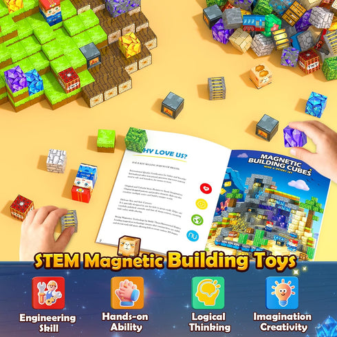 150 4-8, Set 3-12 PCS Magnetic Blocks: Magnet Building Toys for Kids Ages STEM Sensory Building Cubes for Toddlers
