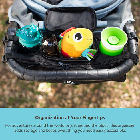 J.L. Childress Sip 'n Safe, Universal Stroller Organizer with Deep Cup Holders and Secure Pockets, Easy Attach Straps